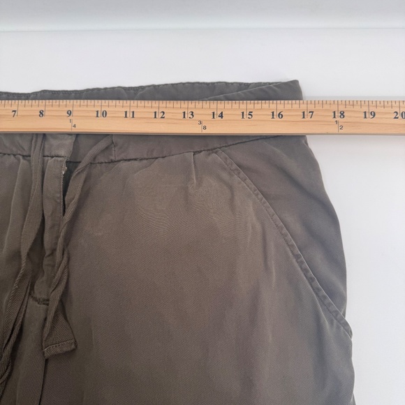 Tahari Pants Women 14 Green Brown Chambray Tapered Drawstring Lagen Coastal - Picture 12 of 16